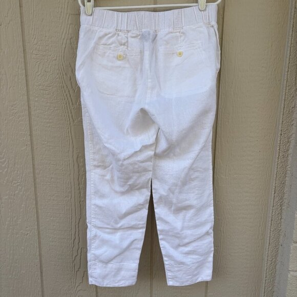 Athleta Linen Ankle Pants Women's 8 White Beach Summer Flowy Casual Lightweight - Picture 6 of 12